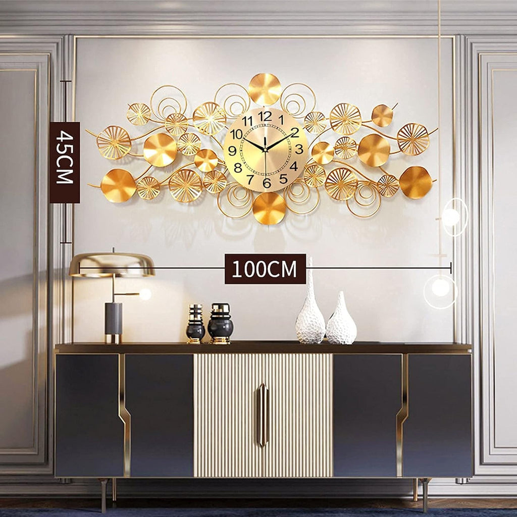 Wall Clock for Living Room Home Decoration Mute Creative Gifts Modern Art Home Decor Silent Wall Clocks (Gold)