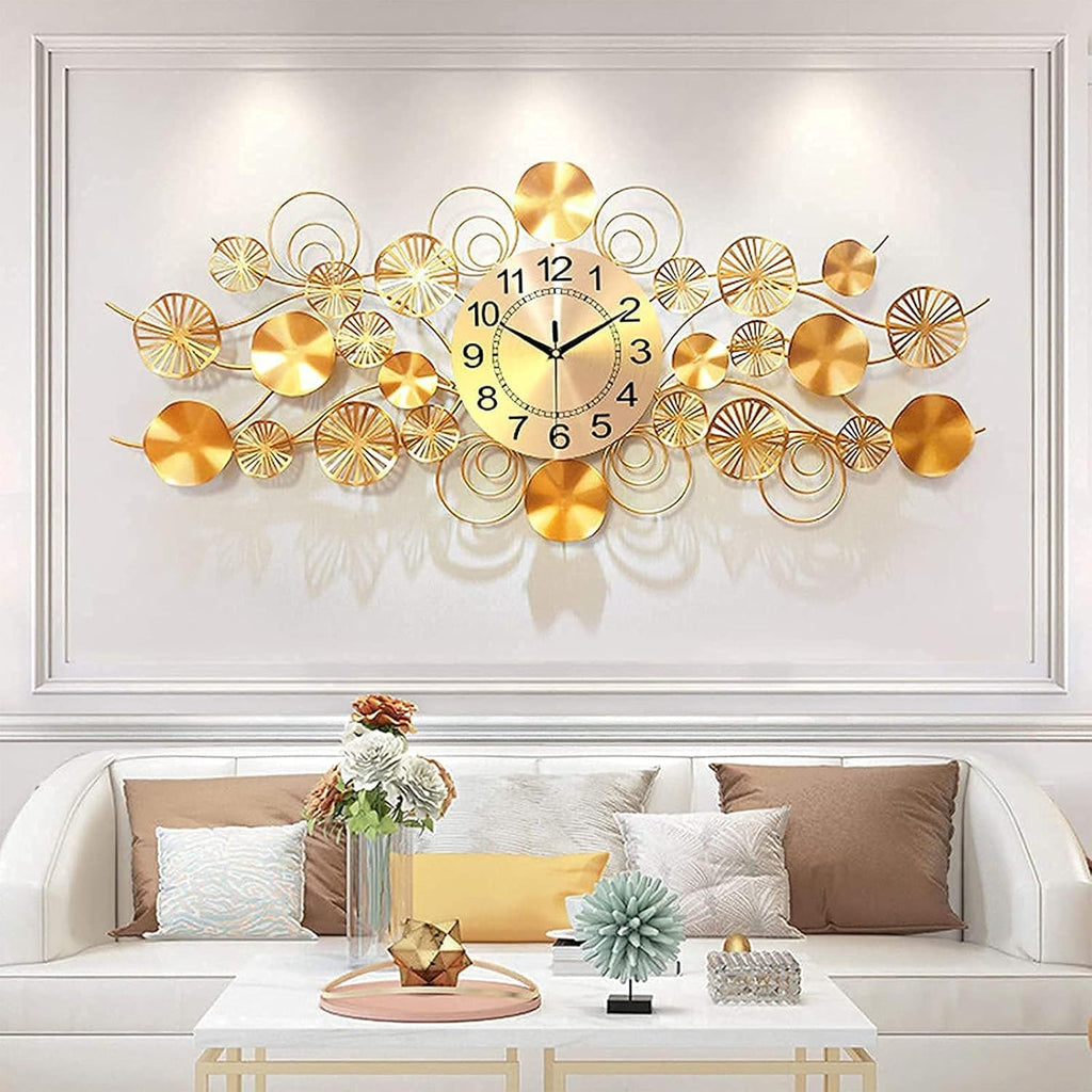 Wall Clock for Living Room Home Decoration Mute Creative Gifts Modern Art Home Decor Silent Wall Clocks (Gold)