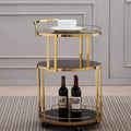 Round Rolling Bar Cart,Beverage Rolling Cart for Home 3-Tier Serving Bar