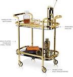 Kitchen and Bar Cart with Wheels and Mirror Shelves, Kitchen and Bartending