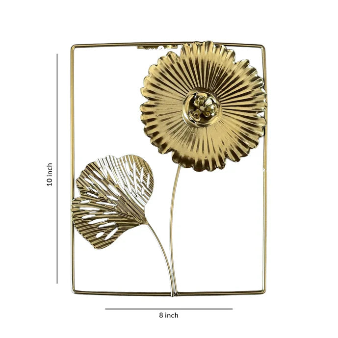Modern Luxury Flower Shape Metal Wall Art Hanging Décor, Golden Iron (Size: 8x10 Inch)