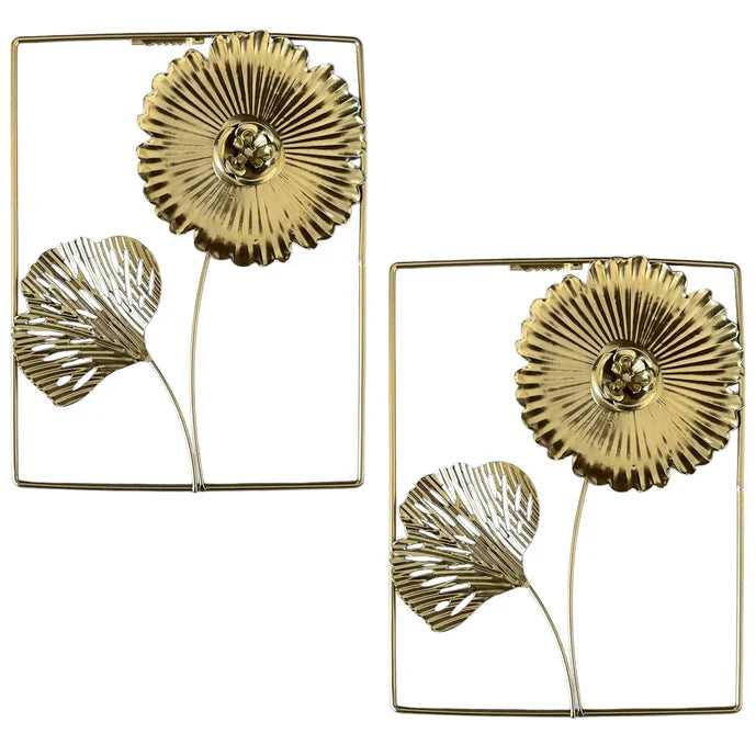 Modern Luxury Flower Shape Metal Wall Art Hanging Décor, Golden Iron (Size: 8x10 Inch)