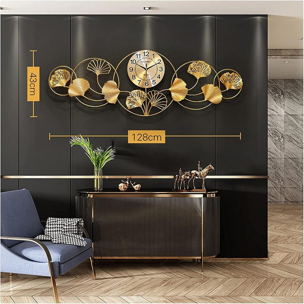 Wall clock for Living Room&Bedroom，Gold，128X43Cm (Gold 128x43cm)