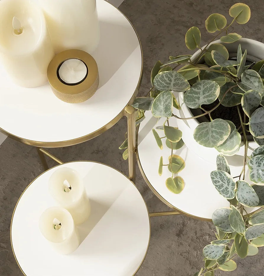 Plant Stand, White and Gold, 10 x 10 x 30, Decorative