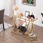 Bar Serving Cart with Glass Holder and Wine Rack, 3-Tier Kitchen Trolley