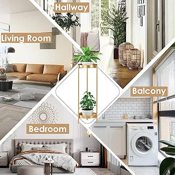 Metal Flower Pots Stand Plant Shelf for Multiple Plants,2 Tier