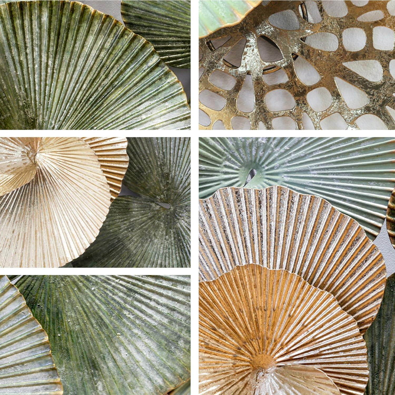 55''x29'' Large Metal Wall Decor, Boho Lotus Leaf Metal Wall Decoration