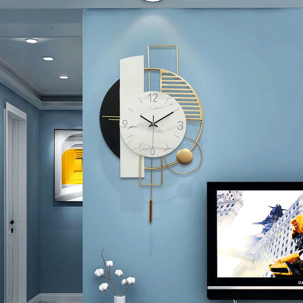 Decor,Large Decorative Gold Wall Clock, with Silent Movement Wall Clocks for Home Wall Art Decor Clock