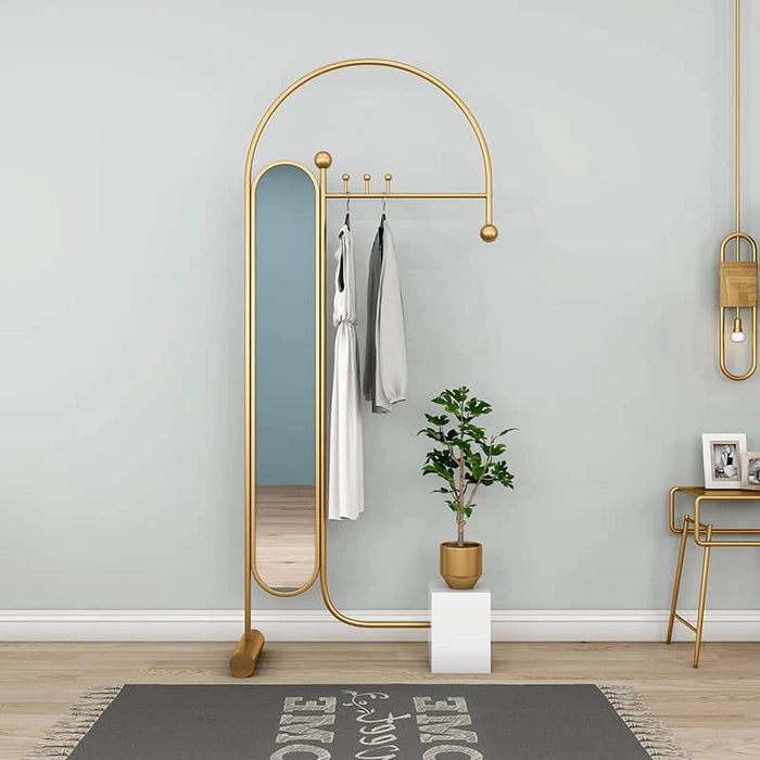 Koo Decorative Full Length Standing Floor Mirror Decor in Gold with Marble Base With Hanger