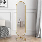 Insha Oval Decorative Full Length Standing Floor Mirror Decor in Gold