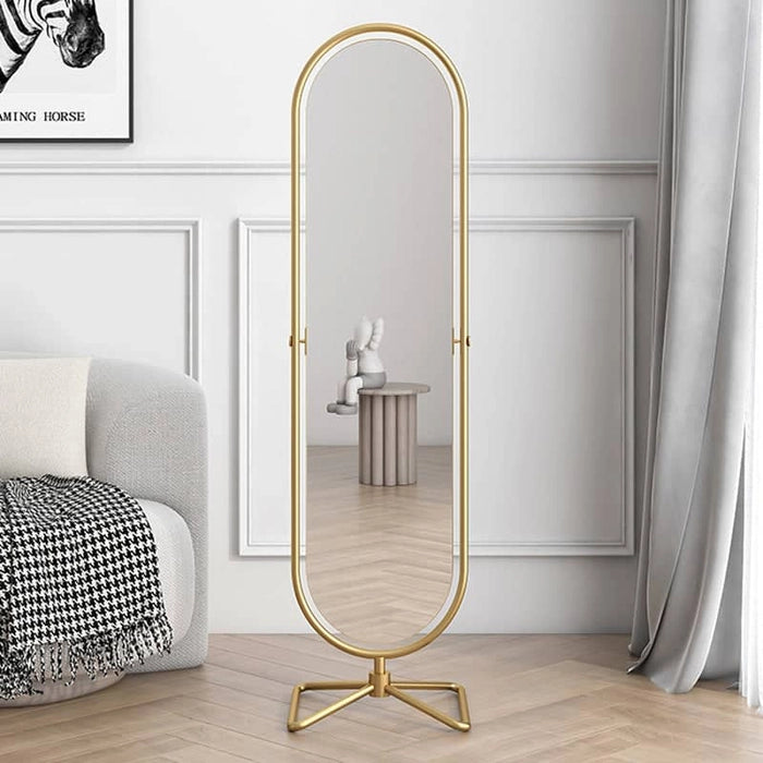 Insha Oval Decorative Full Length Standing Floor Mirror Decor in Gold