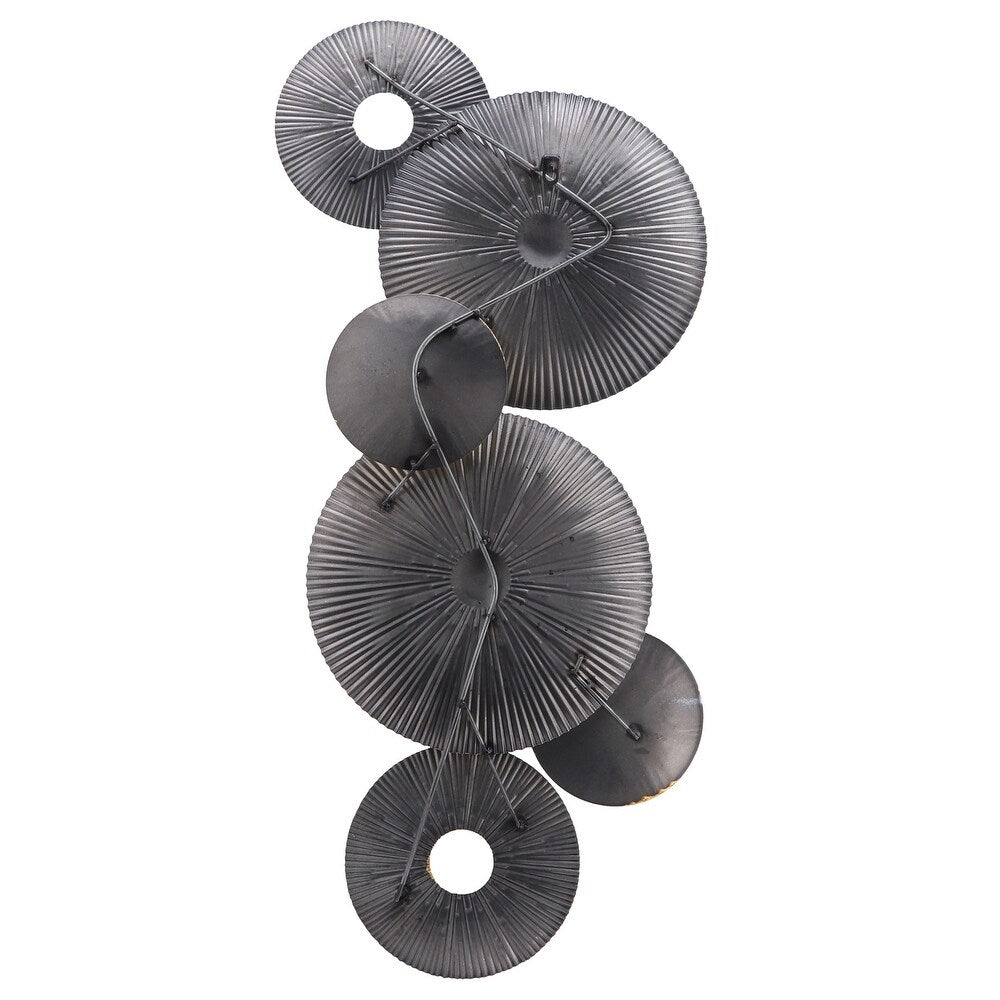 Black & Gold Lily Pad 38" Metal Wall Decor Contemporary Circle Wall Hanging Decor