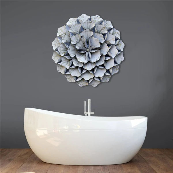 3D Folded Leafs White Color Metal Wall Art