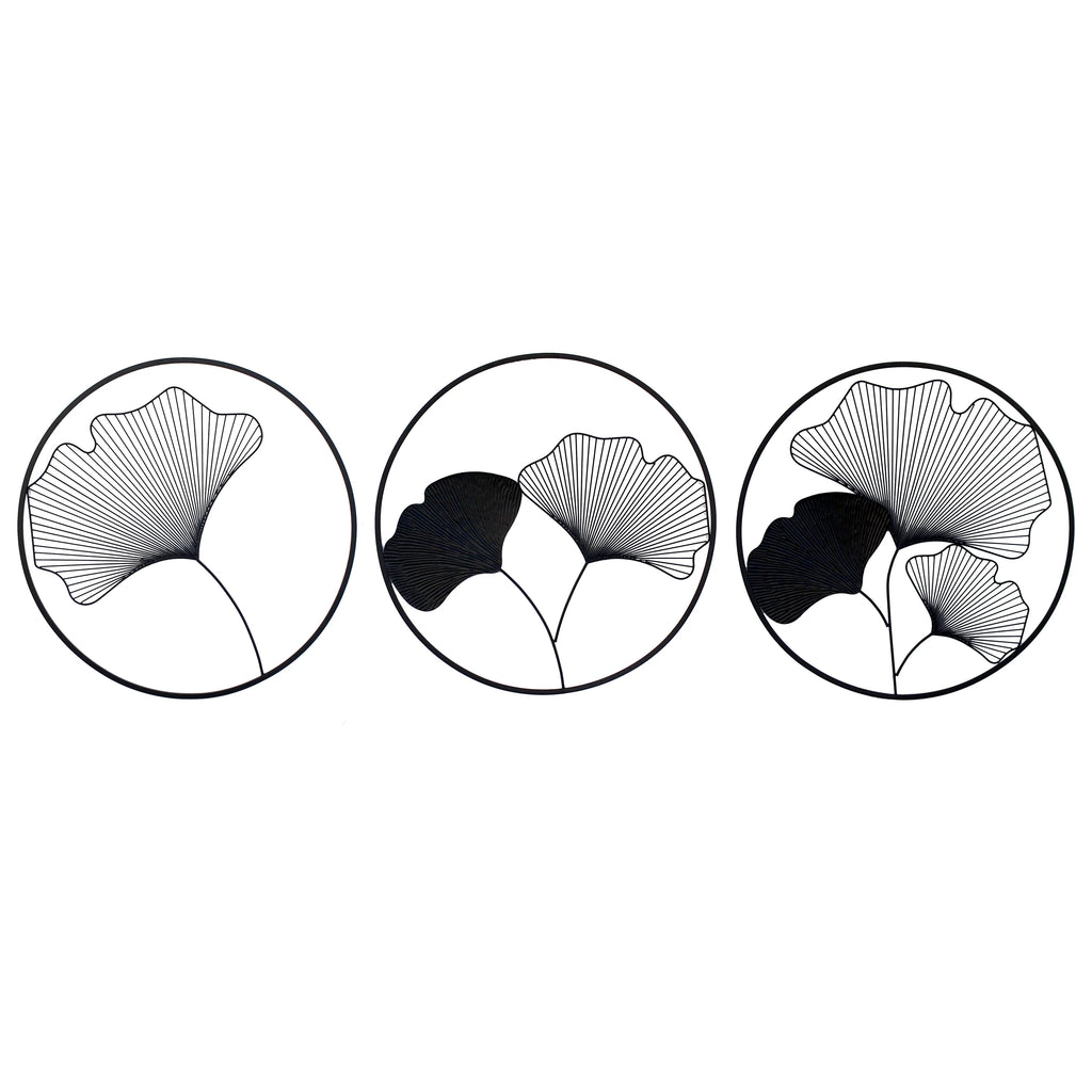 Set of 3 Circles Black Color Metal Wall Art
