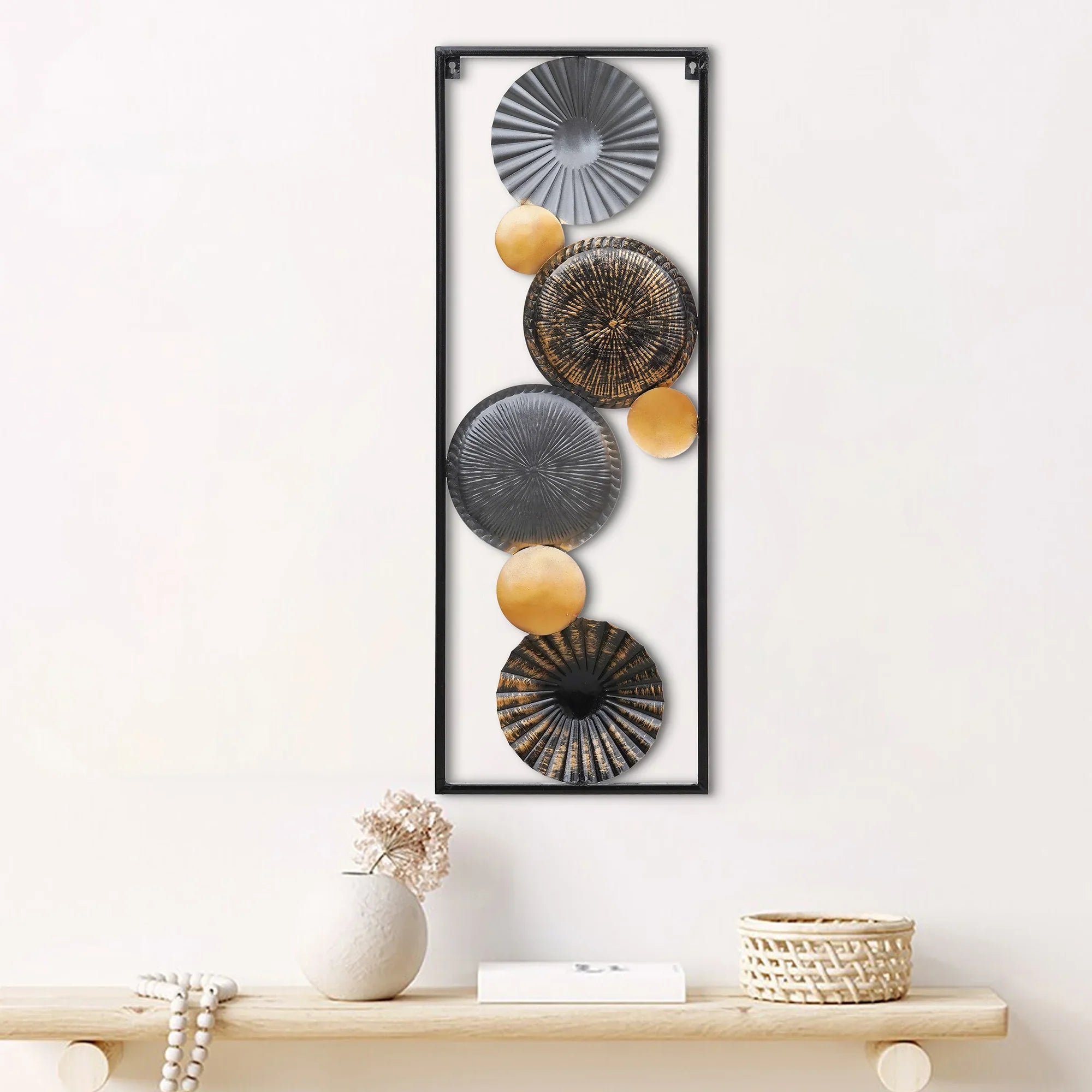 Vertical Abstract Black Metal Wall Art