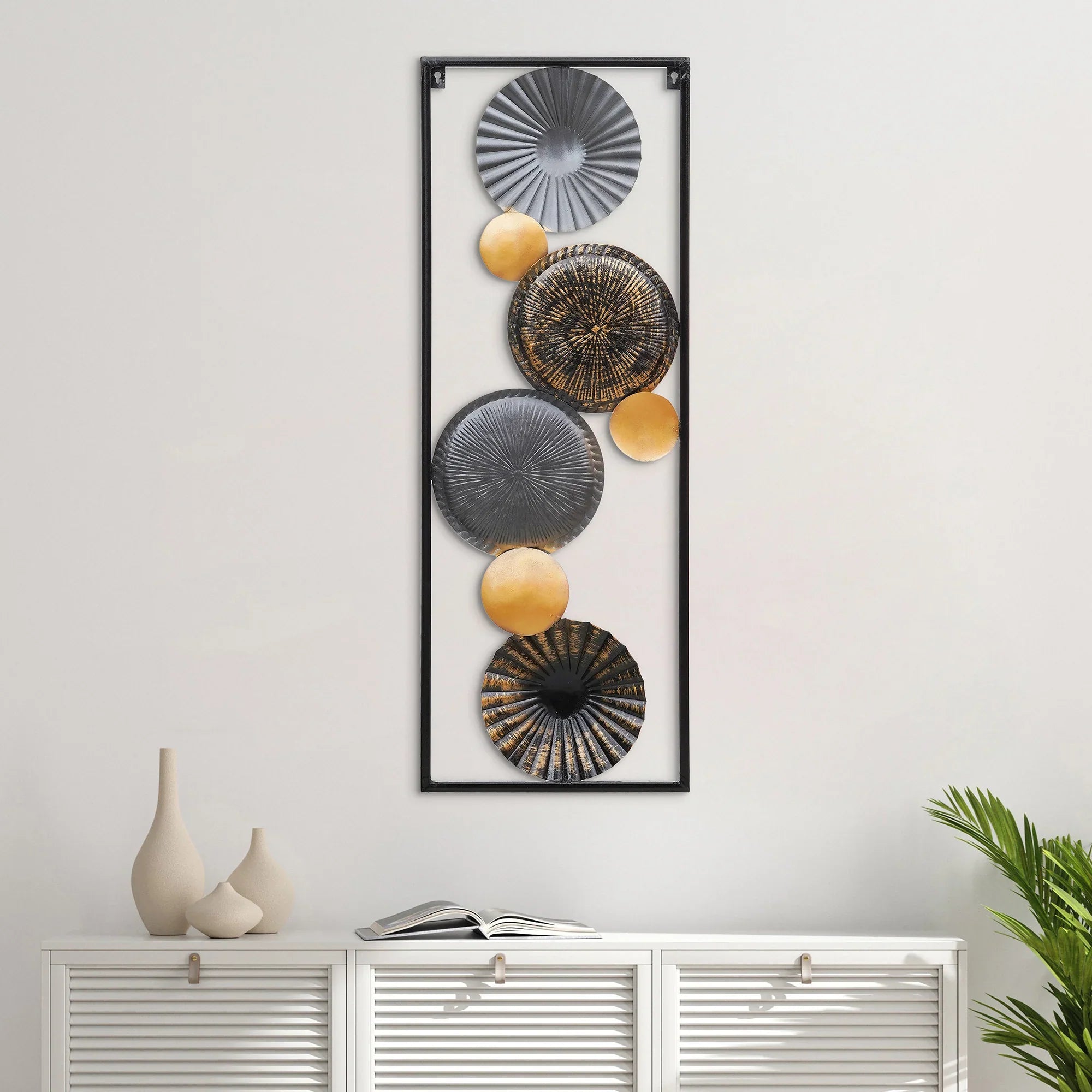 Vertical Abstract Black Metal Wall Art
