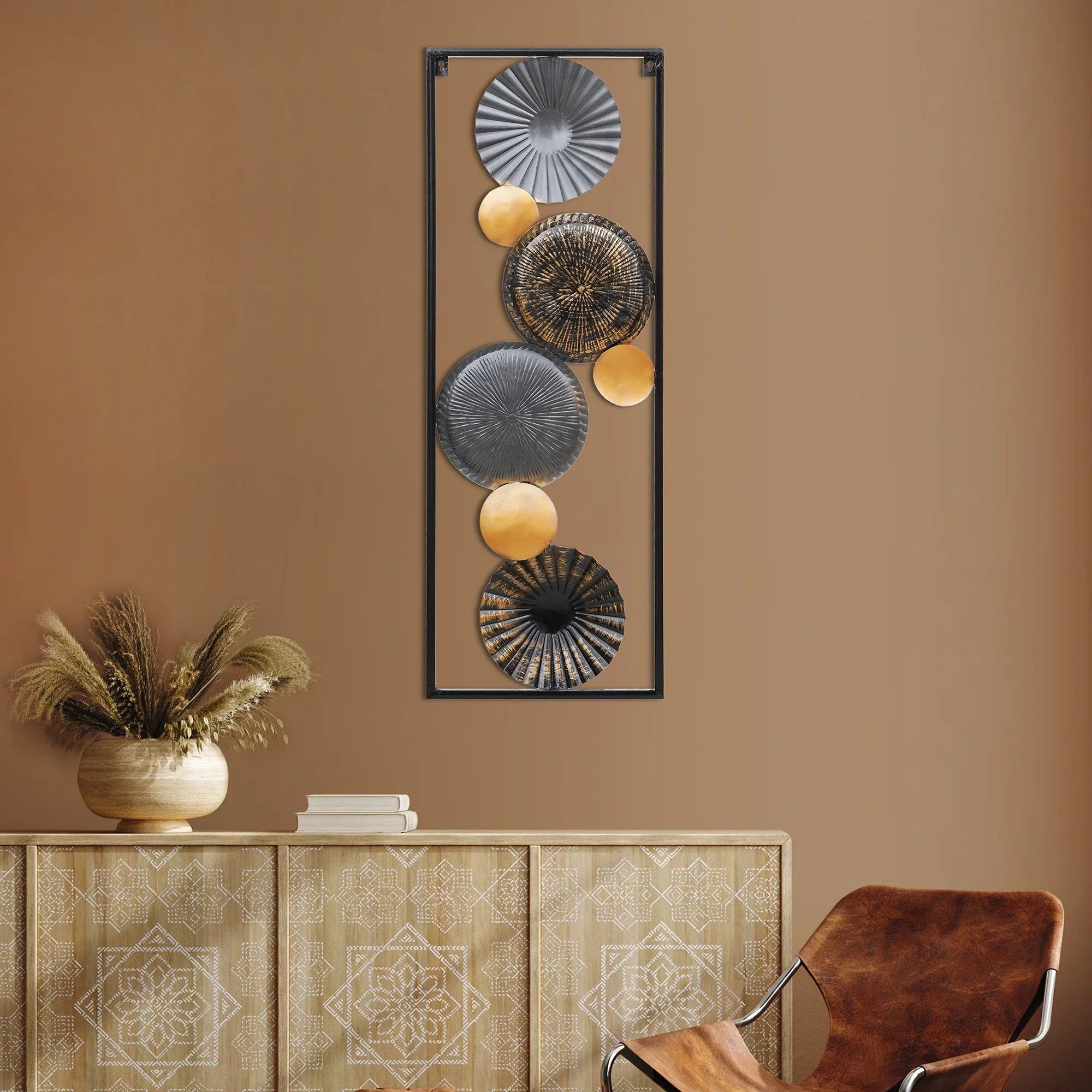 Vertical Abstract Black Metal Wall Art