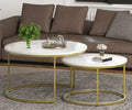 Round Side Coffee Table Sets,2 Piece MDF Top Couch Table,Stacking Nesting Table