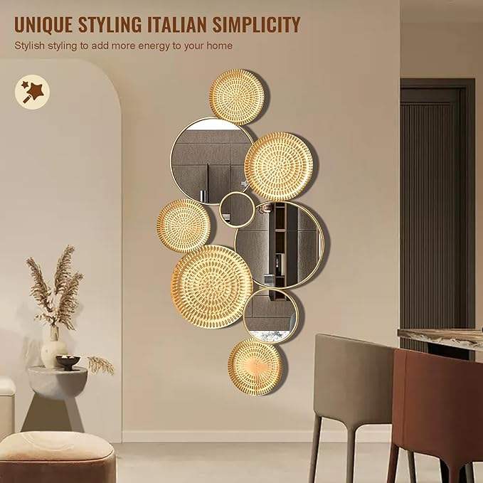 Large Contemporary Gold-Toned Metal Frame Art