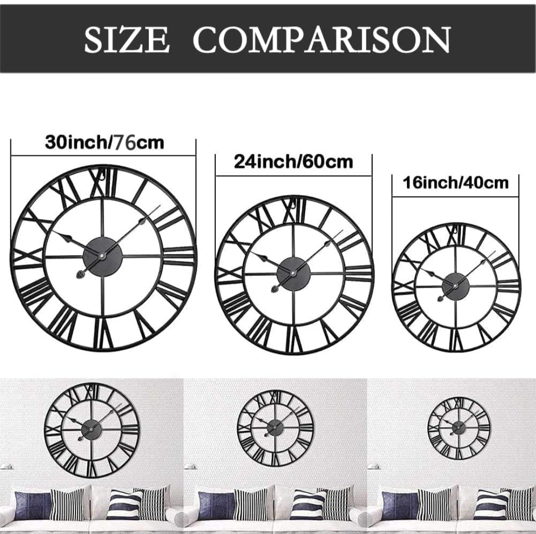 24 inch Large Metal Wall Clock, Industrial Indoor Outdoor