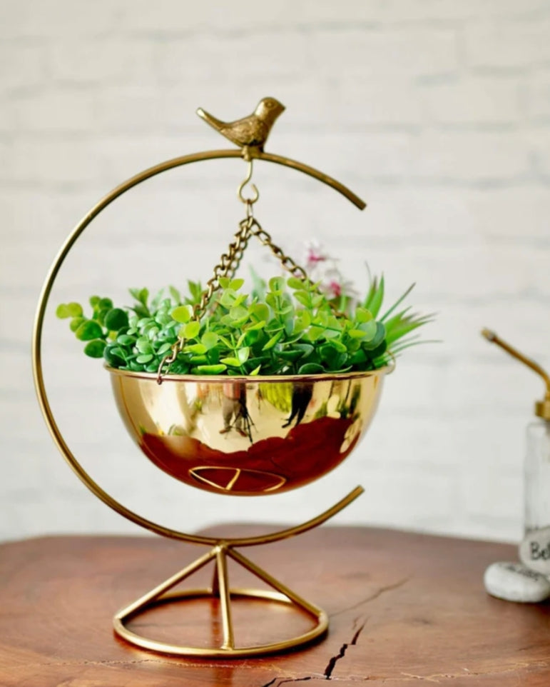 Bird Metal Gold Planter