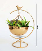 Bird Metal Gold Planter