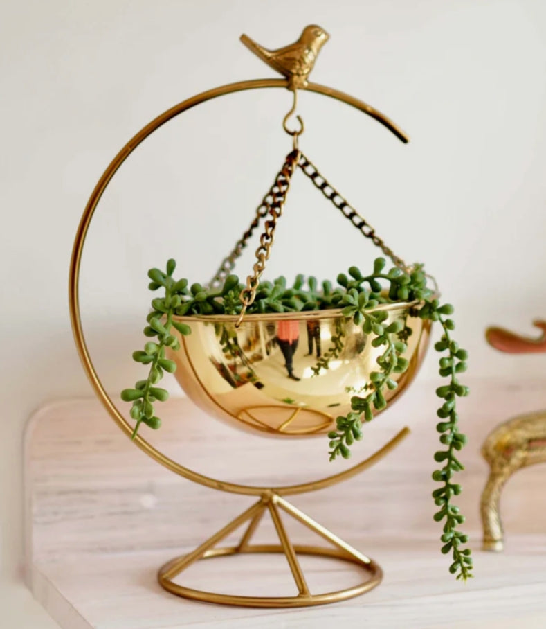 Bird Metal Gold Planter