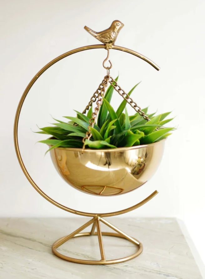 Bird Metal Gold Planter