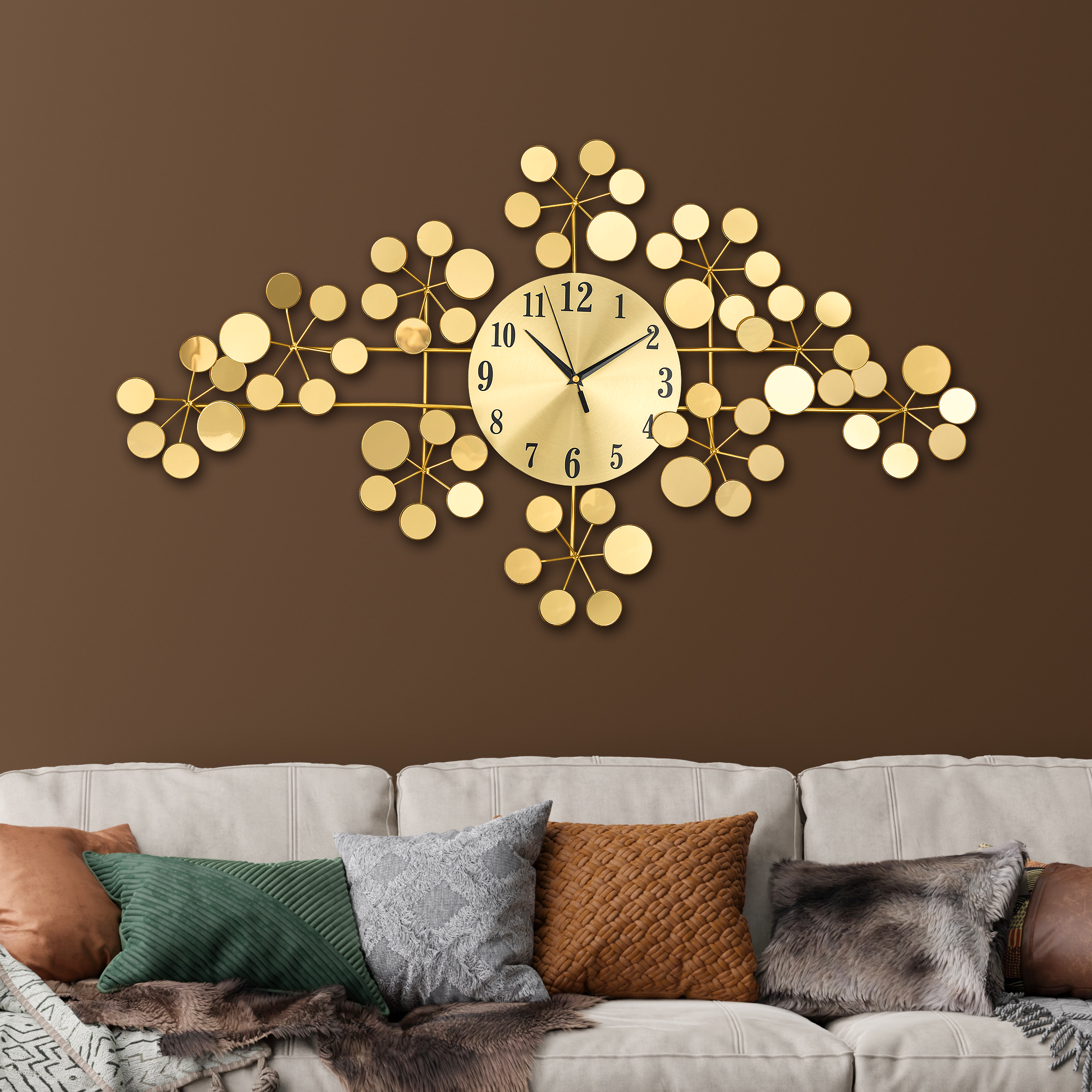 Metallic Blossom Metal Art Wall Clock