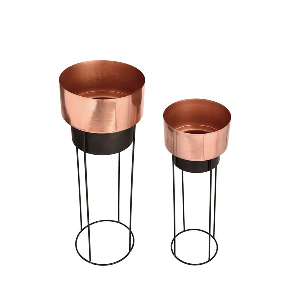 Set of Two Bronze Metal Planter Stand