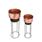 Set of Two Bronze Metal Planter Stand
