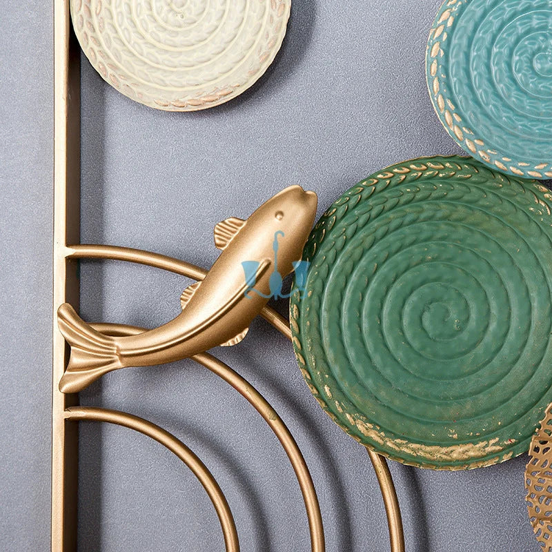 Striking Framed Circles And Fishes 3 Piece Metal Wall Hanging