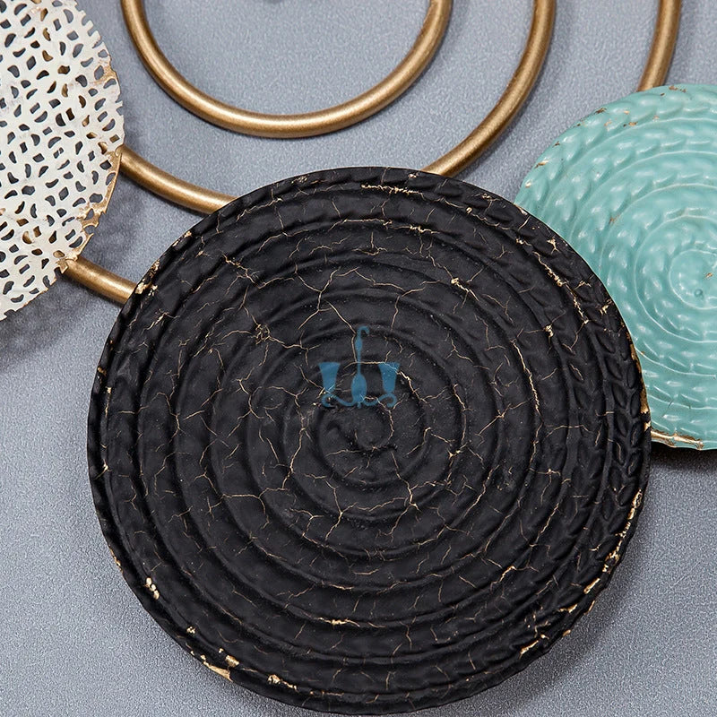 Striking Framed Circles And Fishes 3 Piece Metal Wall Hanging