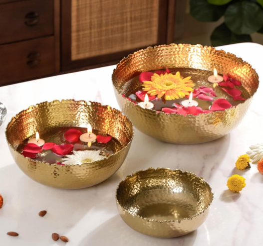 Aluminium Urli Set of 3 for Diwali decoration