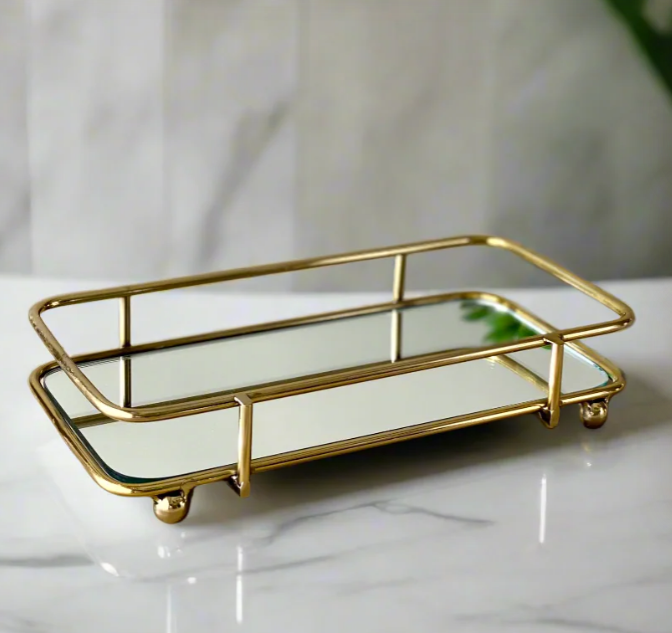 Milan Napkin Mirror Tray - Gold
