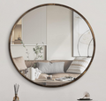 Round Wall Mirror Bronze 16 Inch -Circular Metal Framed Wall Mounted Mirror,
