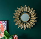 Golden Metal Leave Wall Mirror