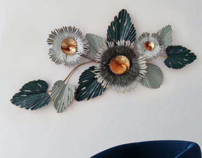 Green Leaf Metal Wall Art