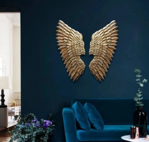 Set of Two Metal Wings [Size of Each Wing -H-44 x W- 20 x Th-3 inches, Material-Wrought Iron,
