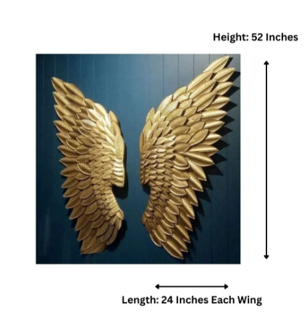 Set of Two Metal Wings [Size of Each Wing -H-44 x W- 20 x Th-3 inches, Material-Wrought Iron,