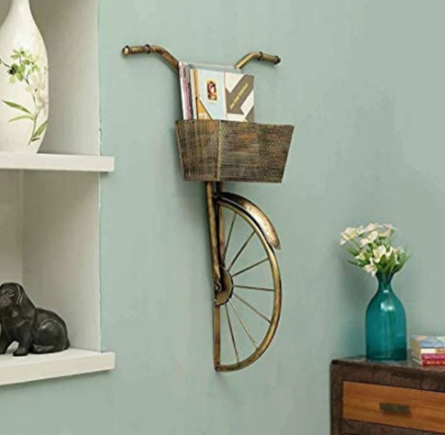 Vintage Half Panel Big Cycle Wall Decoration Piece Beautifully Built (18X7X21 inch) Standard, Gold