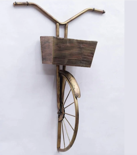 Vintage Half Panel Big Cycle Wall Decoration Piece Beautifully Built (18X7X21 inch) Standard, Gold