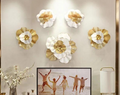 White And Golden Flower Metal Wall Art For Home Decor