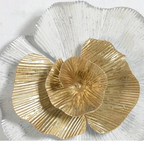 White And Golden Flower Metal Wall Art For Home Decor