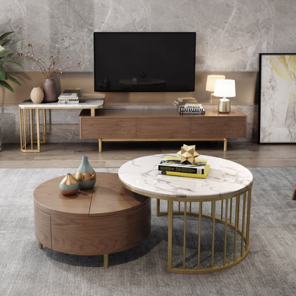 Stainless Steel with Engineered Wood center Coffee