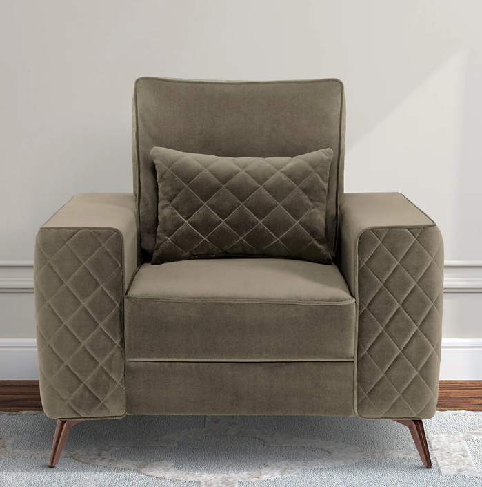 Eden Quartz Brown Fabric 1 Seater Sofa