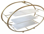 Kiara-Cake Stand | Buffet Server Organiser | 3 Tier Cake stand for dining table cup cake & Dessert Stand with 3 Shelves (Gold and white)