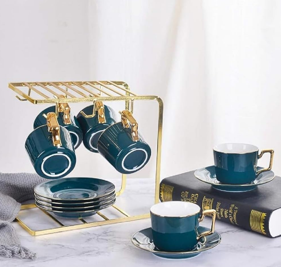 Coffee Mug Holder – Metal Cup Stand for Countertop, Kitchen, Dining Table & Cabinet – Black Iron Mug Rack Organizer