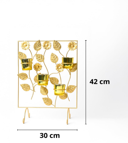 Metal 4 Votive T- Light Holder | Elegant Home Decor For Diwali, Christmas, Wedding