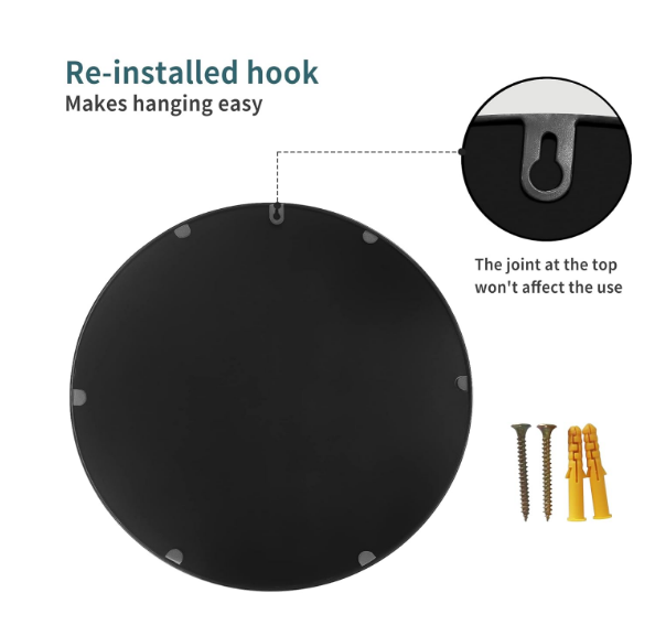 Round Wall Mirror Bronze 16 Inch -Circular Metal Framed Wall Mounted Mirror,